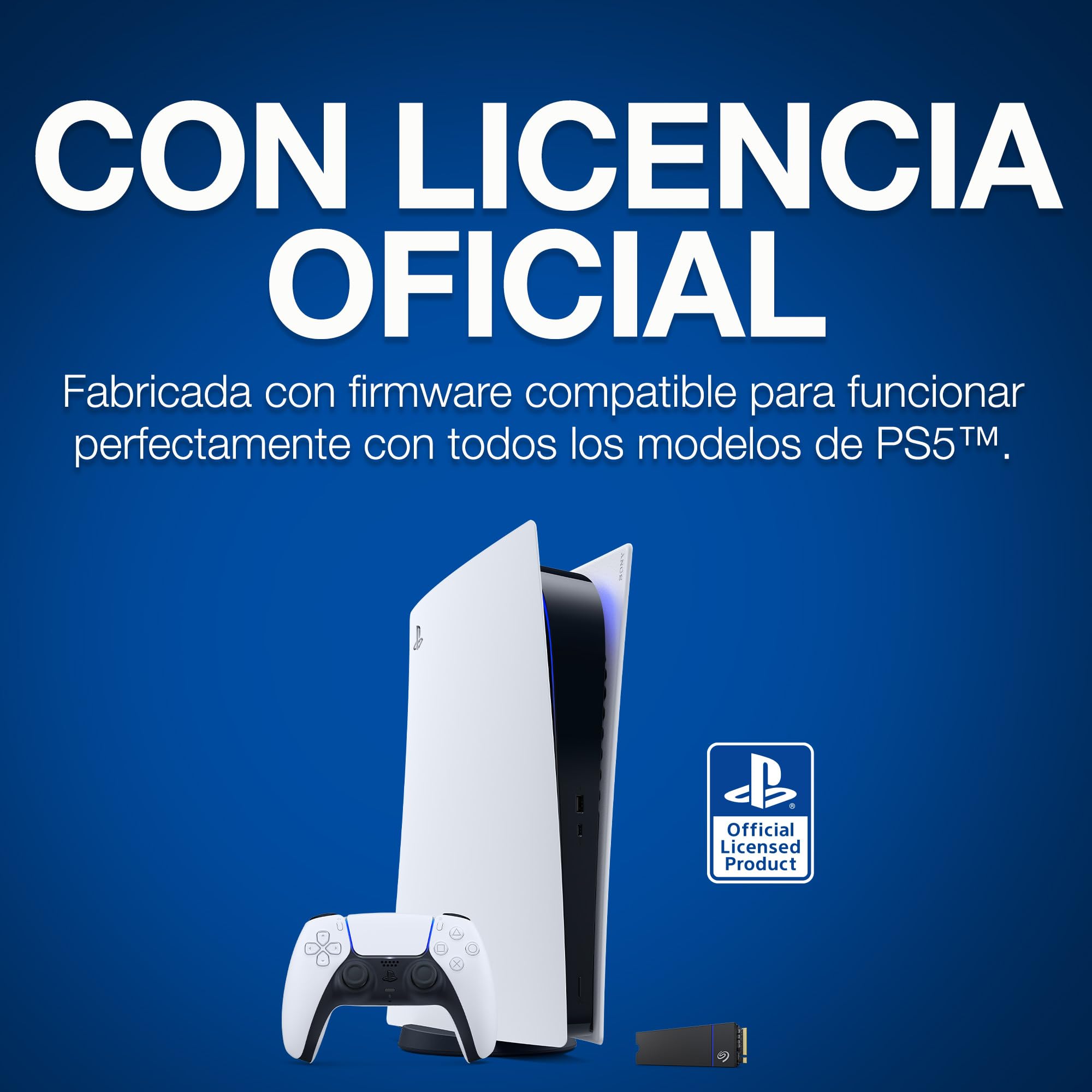 Seagate Game Drive PS5 NVMe SSD 1 TB, unidad de estado sólido interna, PCIe Gen4 NVMe 1.4, con licencia oficial, hasta 7400 Mb/s con disipador de calor, Rescue Services (ZP1000GP3A2001)