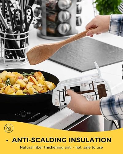 Miniatura 3 de 2 Packs Black Brown Pot Holders Sets for Kitchen,Oven Pan Plate Bowl Pads Heat Proof Mat with Hanging Loop,Terry Cloth Potholders Soft Grip for