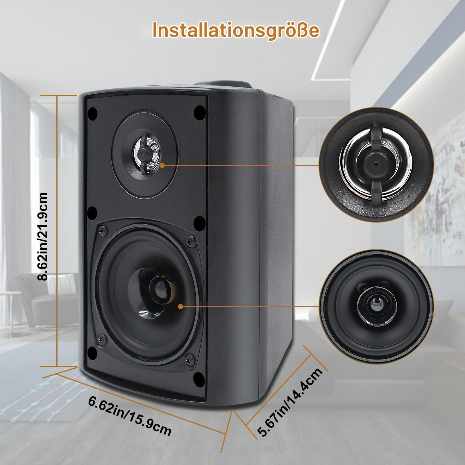 Herdio 4 Zoll Bluetooth Outdoor-Lautsprecher 400 Watt Wasserdicht Außenlautsprecher für Garten, Terrasse, Restaurant (2 Paar/Schwarz)