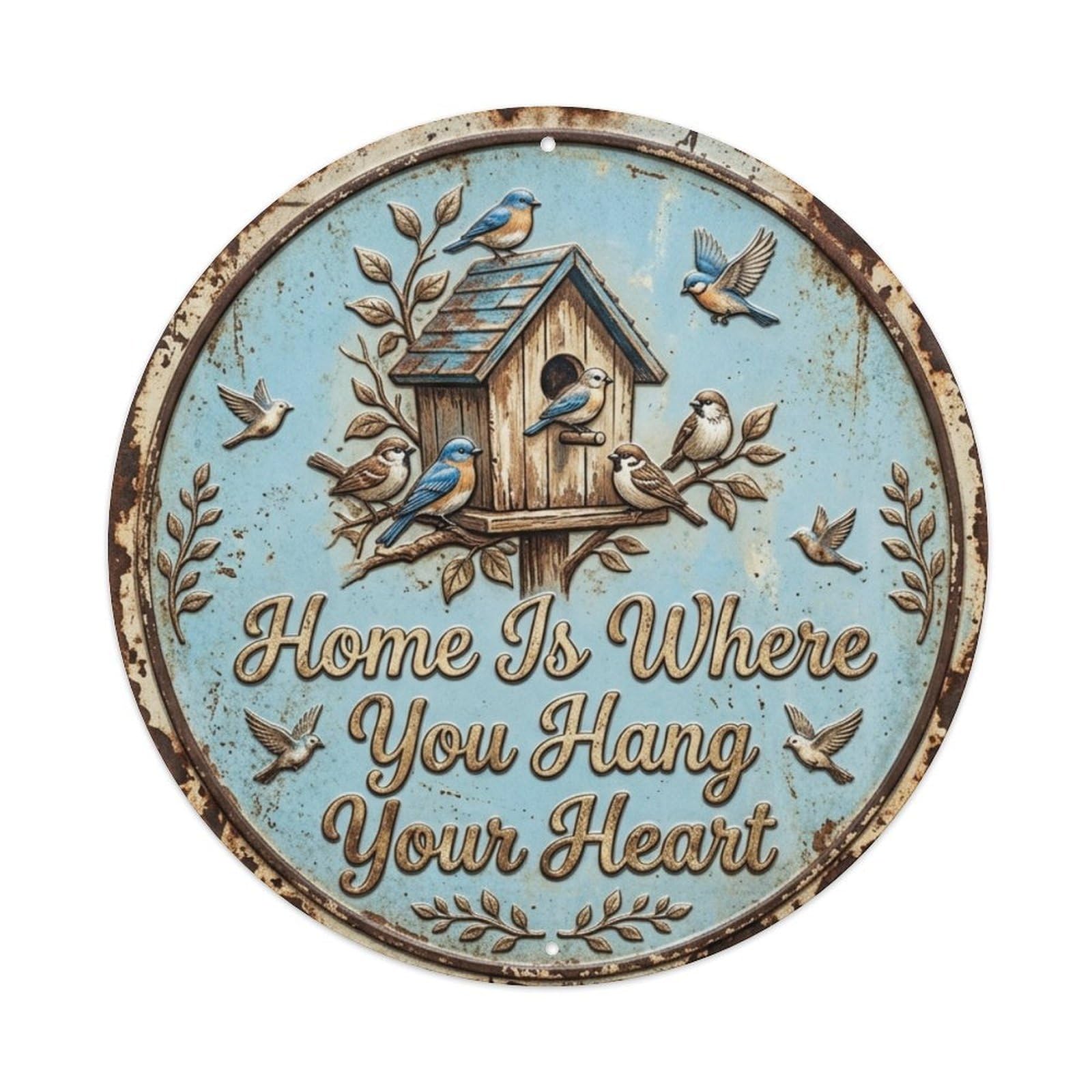 Birdhouse Welcome Porch Vintage Metal Tin Sign Plaque Wall Decor for Cafe, Club Bar, Office, Garden Metal Poster 8x8Inch