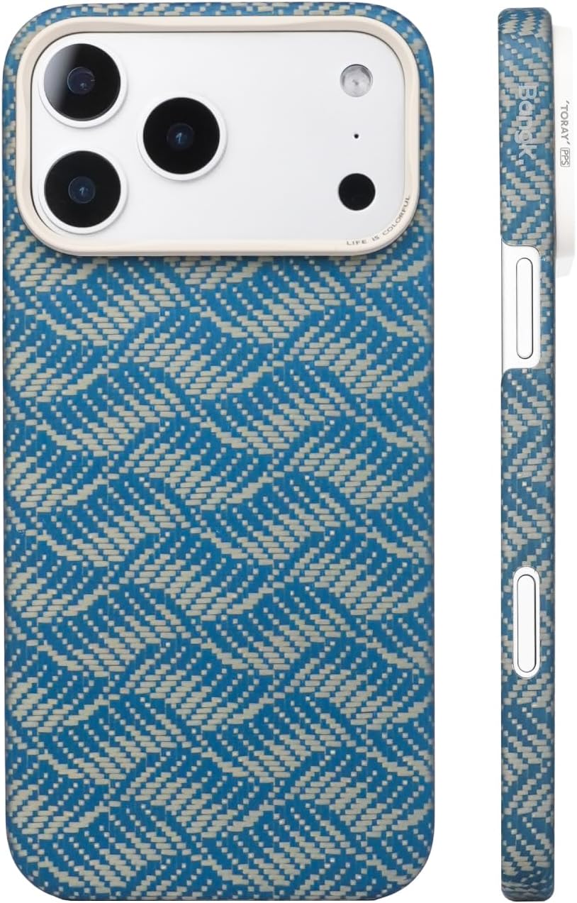 Aramid Fiber Case for iPhone 17 Pro Max 6.9 Inch, Compatible with MagSafe, Thin & Light Case, Floating Weave-Azure Blue