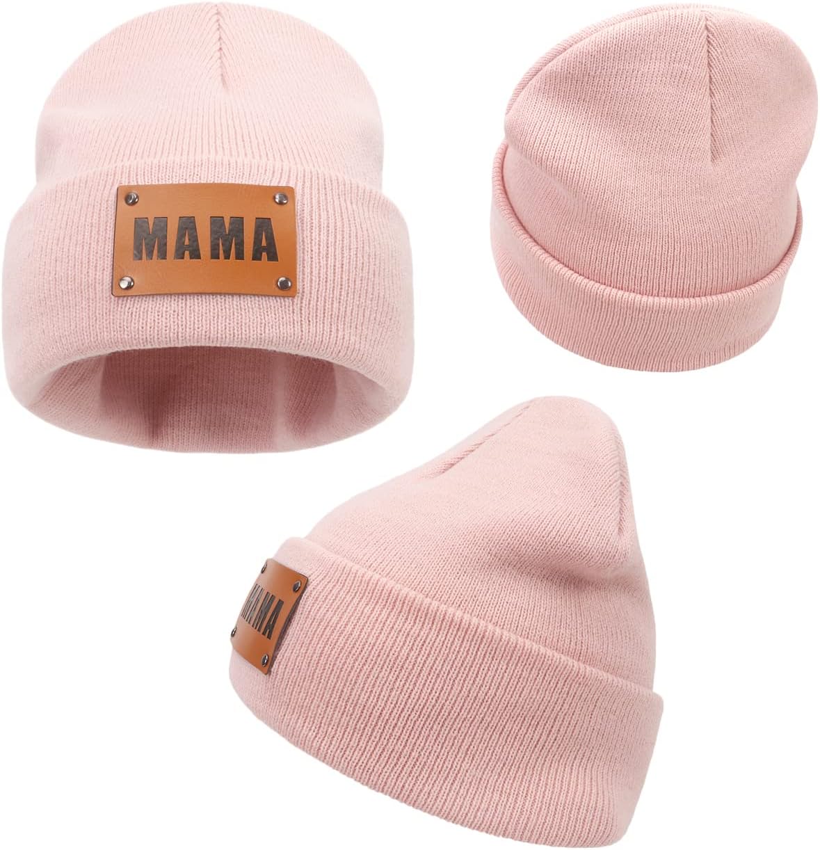 Parent-Child Beanie Hat,Mother & Baby Daughter/Son Winter Warm Knit Hat,Kids Soft Beanie Cap - Image 4