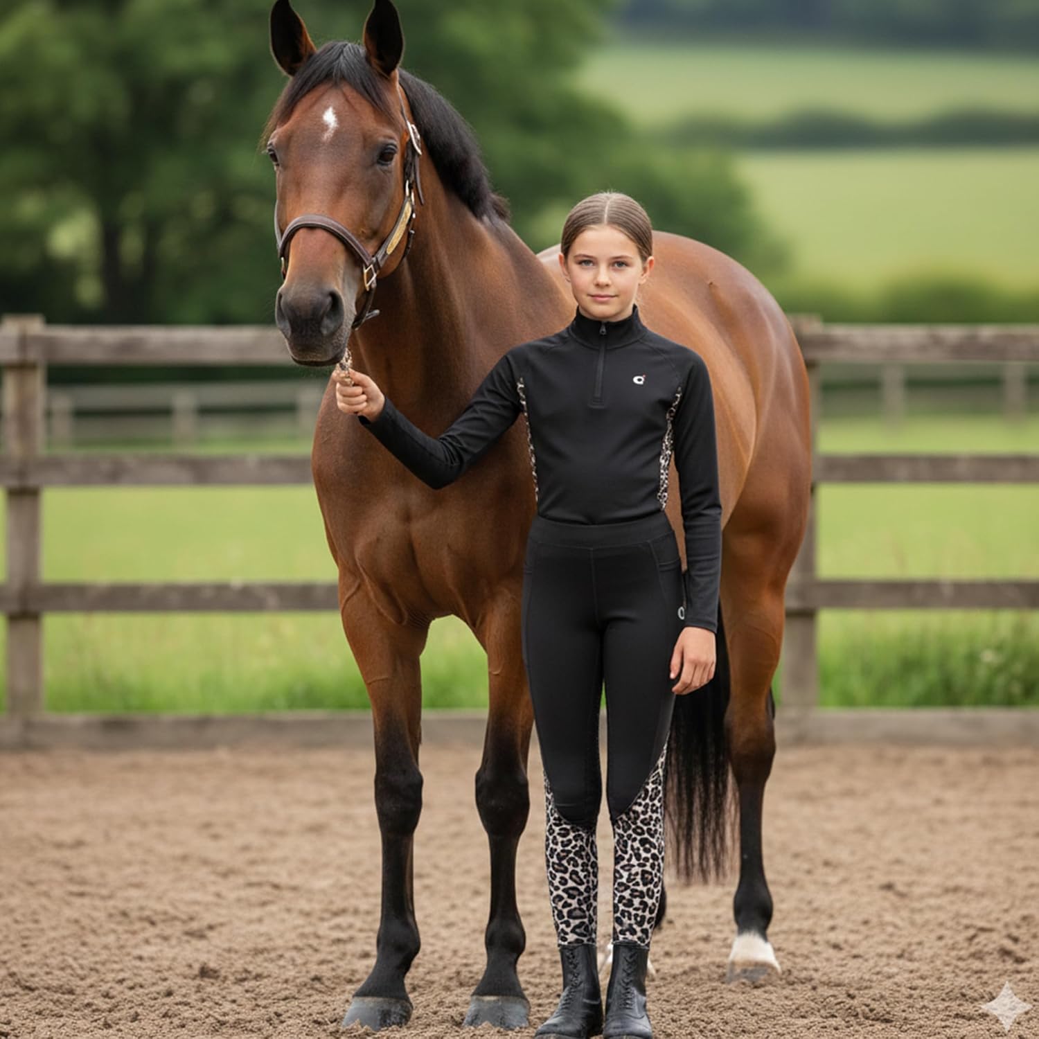 Equestrian Shirts for Girls, Kids Horse Riding Shirts Base Layer Horseback Riding, Long Sleeves Quarter Zip