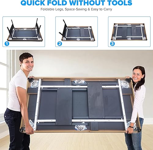 Miniatura 4 de Ditkoko Mesa de billar, mesa de billar plegable de 65.75 pulgadas con bolas, tacos, tiza, cepillo y triángulo, juego de mesa de billar para sala de