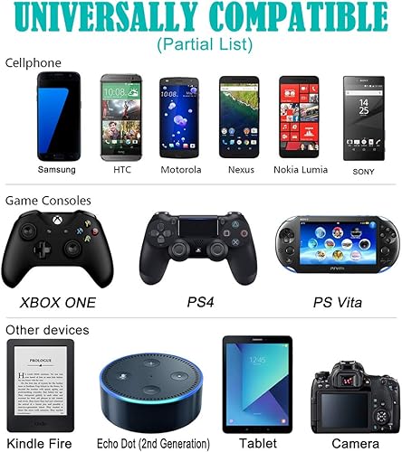 Miniatura 2 de Paquete de 3 cables de carga micro USB de 6 pies para Android, cable de carga micro USB largo trenzado rápido compatible con Fire Tablet, Kindle,