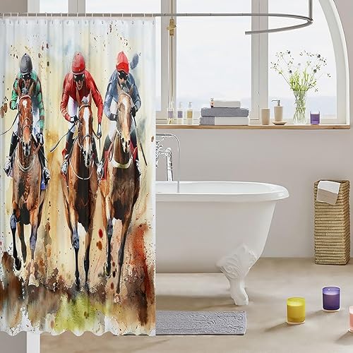 Vista 25 de Juego de cortinas de ducha con estampado de piel de vacuno retro, estilo vaquero occidental, decoración de baño de 72 x 84 pulgadas con ganchos