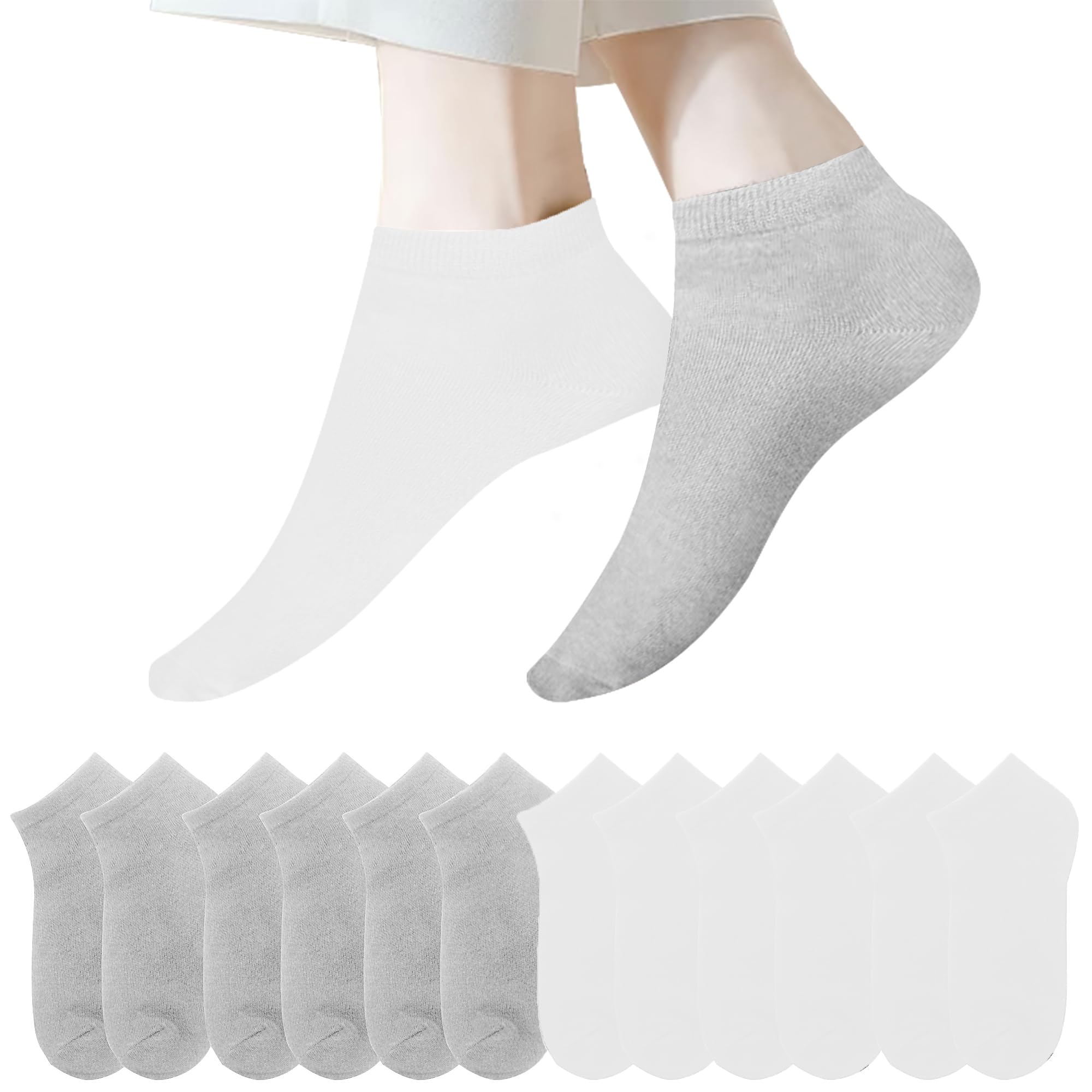 Lakpoau 12 Paar Sneaker Socken Damen Herren 35-38 39-42 43-46 47-50 Kurze Socken Baumwolle Halbsocken Atmungsaktive Laufsocken