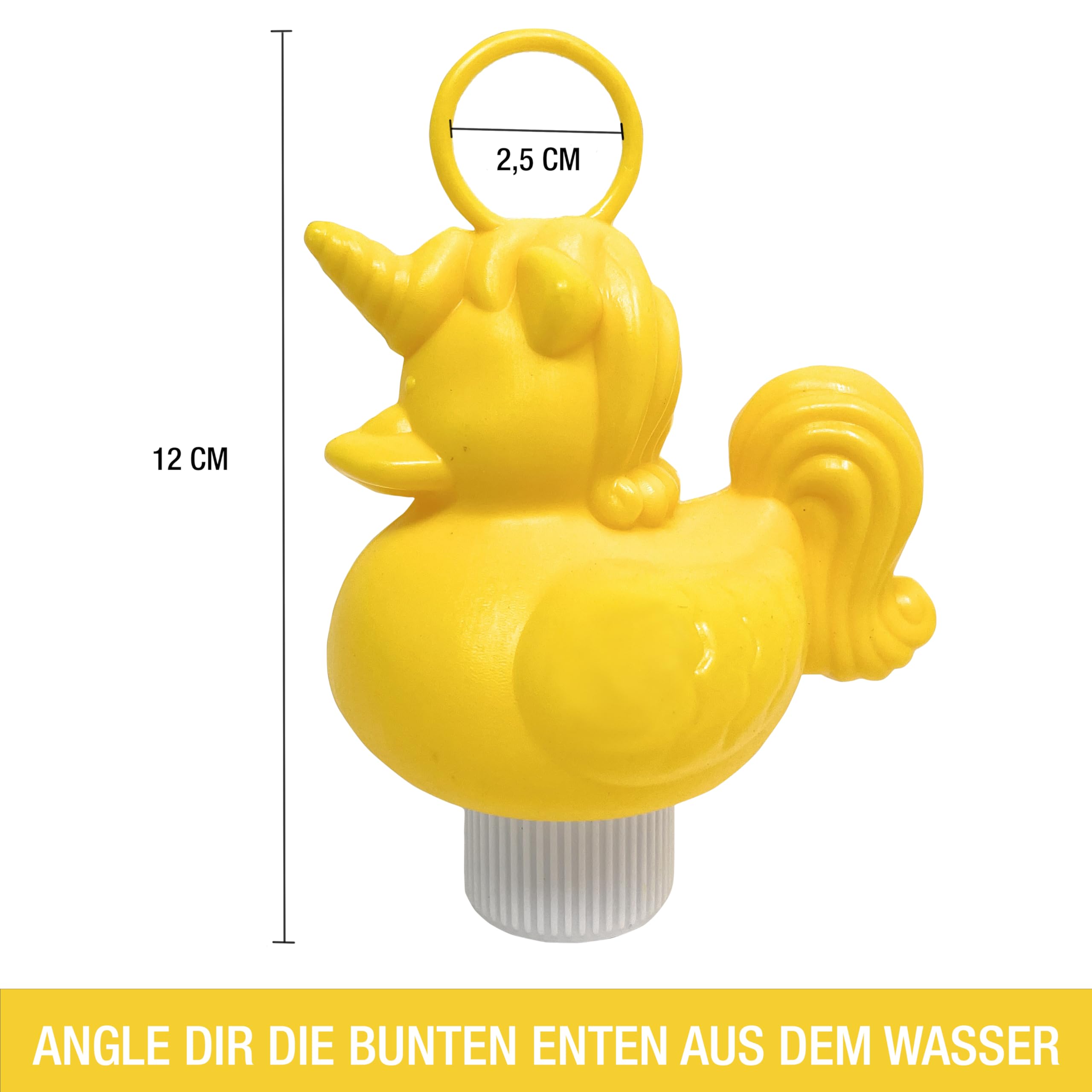 AMLI Einhorn Enten Angeln | 21x bunt Unicorn Entchen mit Öse & Gewicht | Inkl. 2 Angeln | Entenangeln Spiel Wasser groß | 101AO20DUCK (mit 2 Angeln)