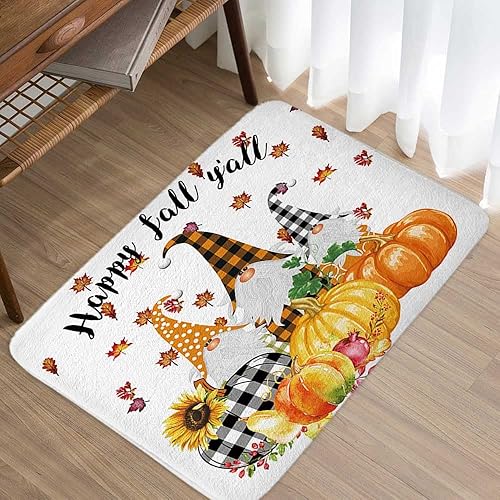 Miniatura 7 de MERCHR Tapete de baño de otoño, diseño de girasol, calabaza, gnomo, Acción de Gracias, hojas de árbol de arce, decoración del hogar, 17 x 29 pulgadas