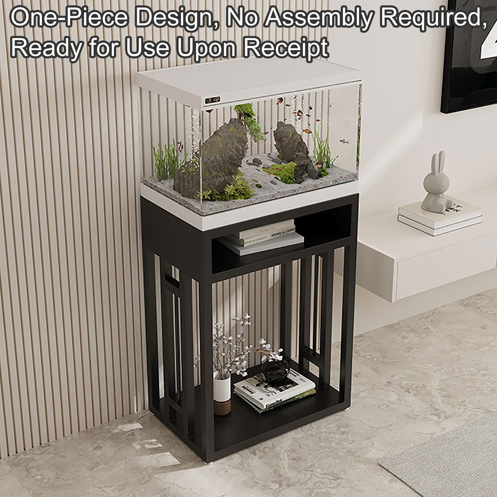 Stojak na Akwarium/Gady/Akwarium, Stolik pod Terrarium Metalowy, Nie Wymaga Montażu(Black,50x30x70cm/20x12x28in)
