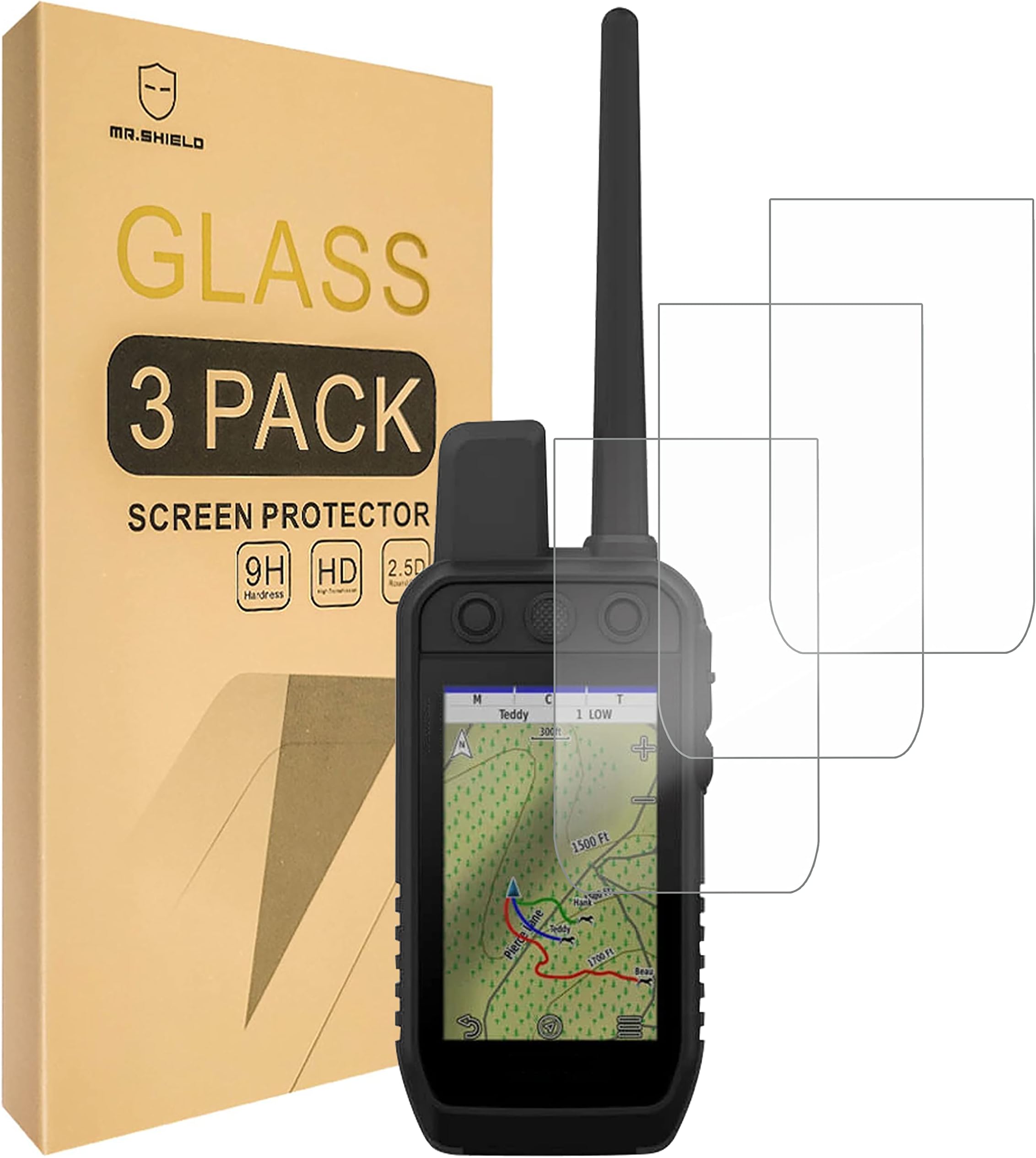 Mr.Shield [3-Pack] Screen Protector For Garmin Alpha 200 Plus/Alpha 200i / Alpha 200 [Tempered Glass] [Japan Glass with 9H Hardness] Screen Protector Foils