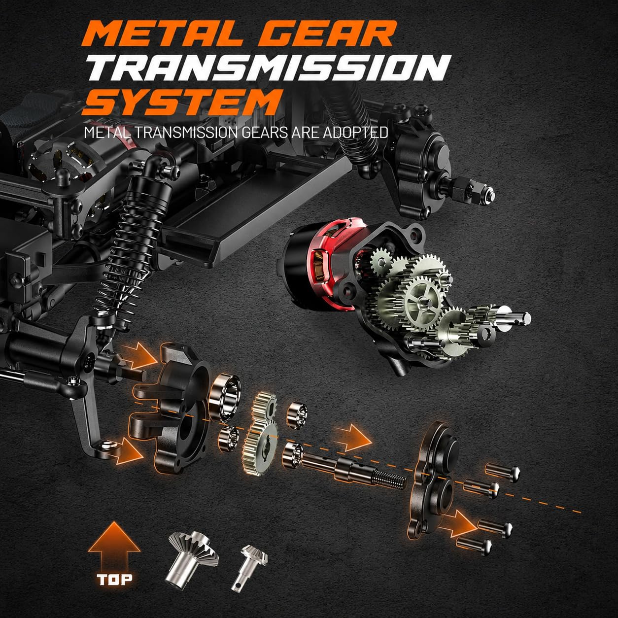 UDIRC UCX1804PRO 1/18 RC Crawler sin escobillas, camión de roca de dirección de 4 ruedas