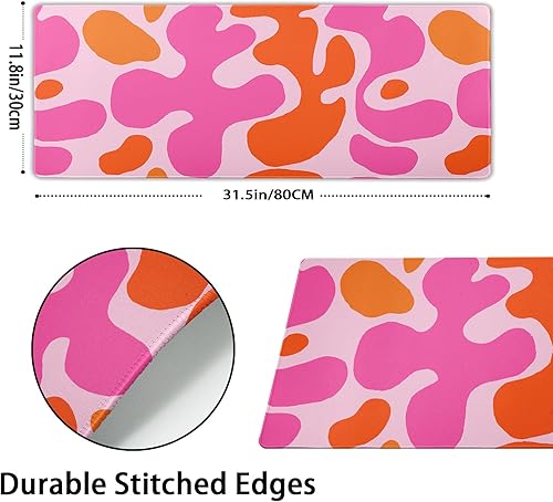Miniatura 2 de Alfombrilla de mouse para juegos rosa y naranja XL Kawani Preppy Abstract Modern Geographic extendida grande alfombrilla de mouse pad de escritorio