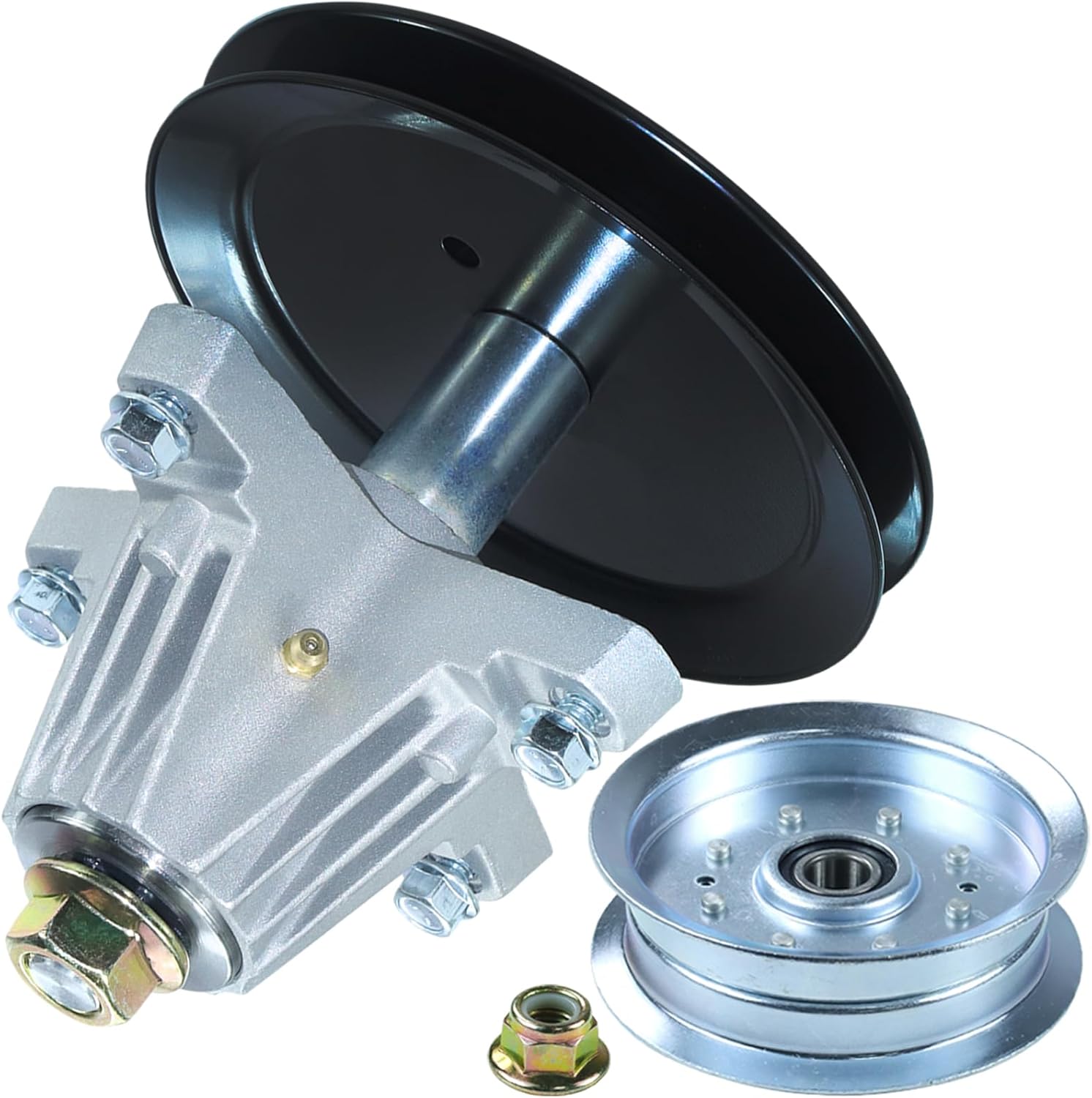 918-06989 Spindle Assembly with 756-05034A Idler Pulley Replaces Craftsman Spindle 918-06989 918 06989 618-06989 618 06989 for Craftsman T150 T1500 T1600 T1700 Huskee LT4600 Lawn Tractors