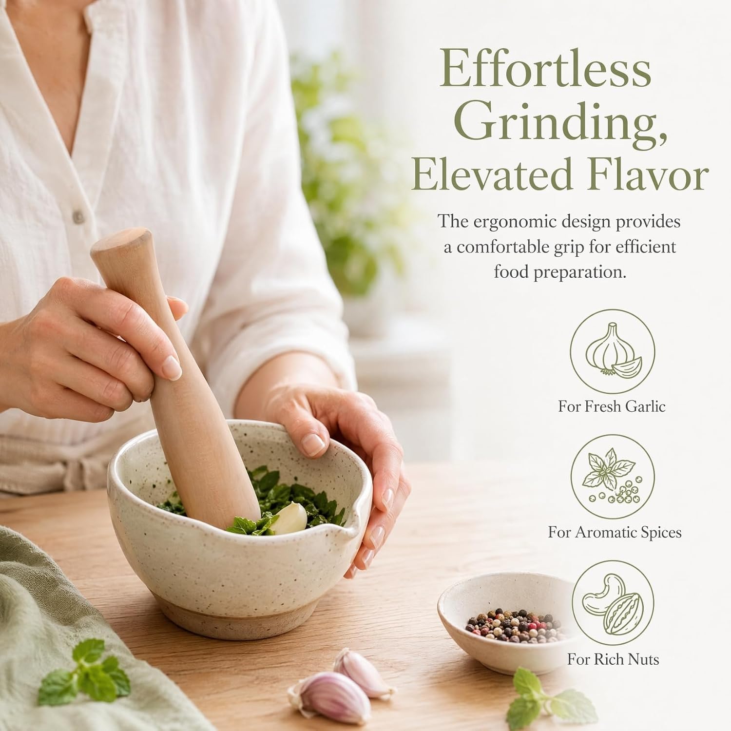Garneck 3pcs Wooden Pestle Set for Garlic Nuts and Spices Kitchen Utensils for Mashing Potatoes and Enhancing Flavor Easy to Clean and Versatile Tool