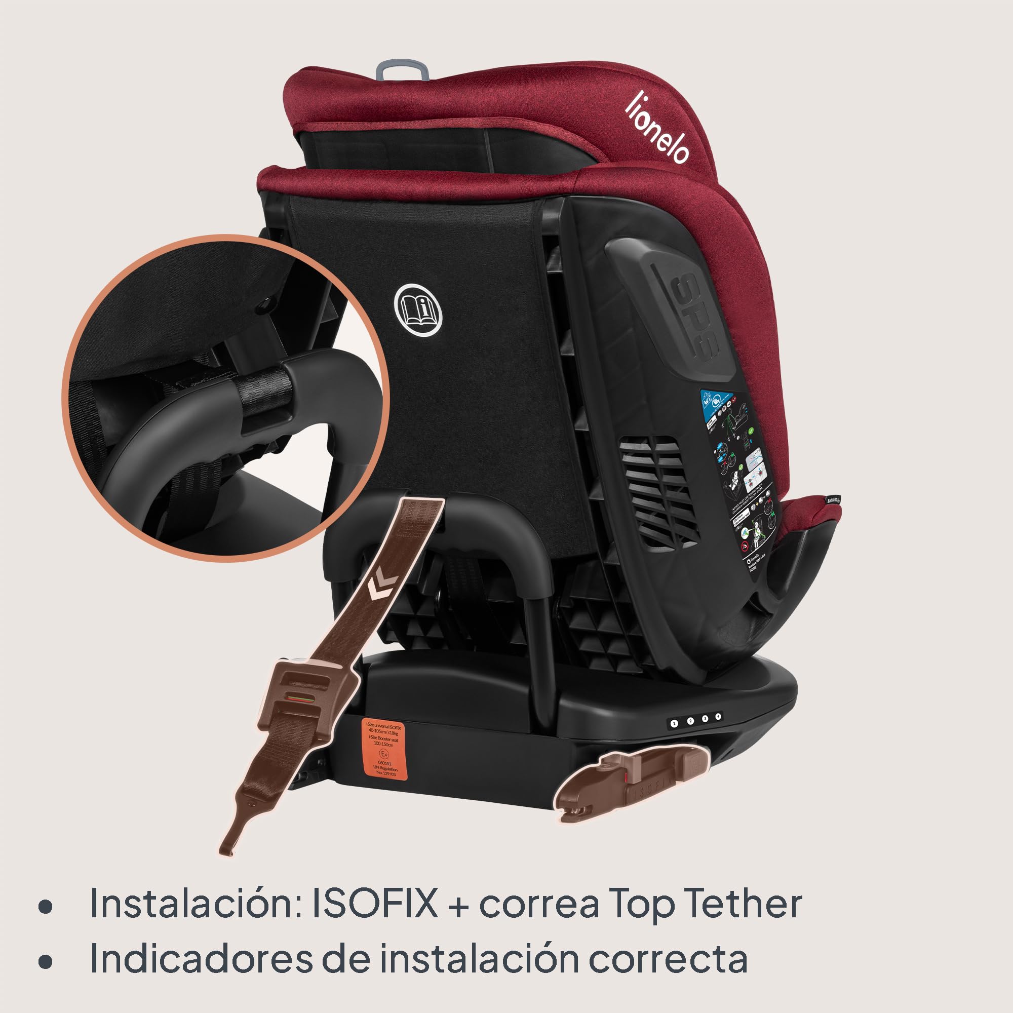 LIONELO Bastiaan RWF i-Size Silla de Coche para Bebé Giratoria 360° 0-36kg, Instalaciión Delantera y Trasera (18kg), ISOFIX TopTether, Reposacabezas y Respaldo Ajustables Protección Lateral | Giratoria 360° 0-36 kg, Instalación Delantera y Trasera (18 kg)