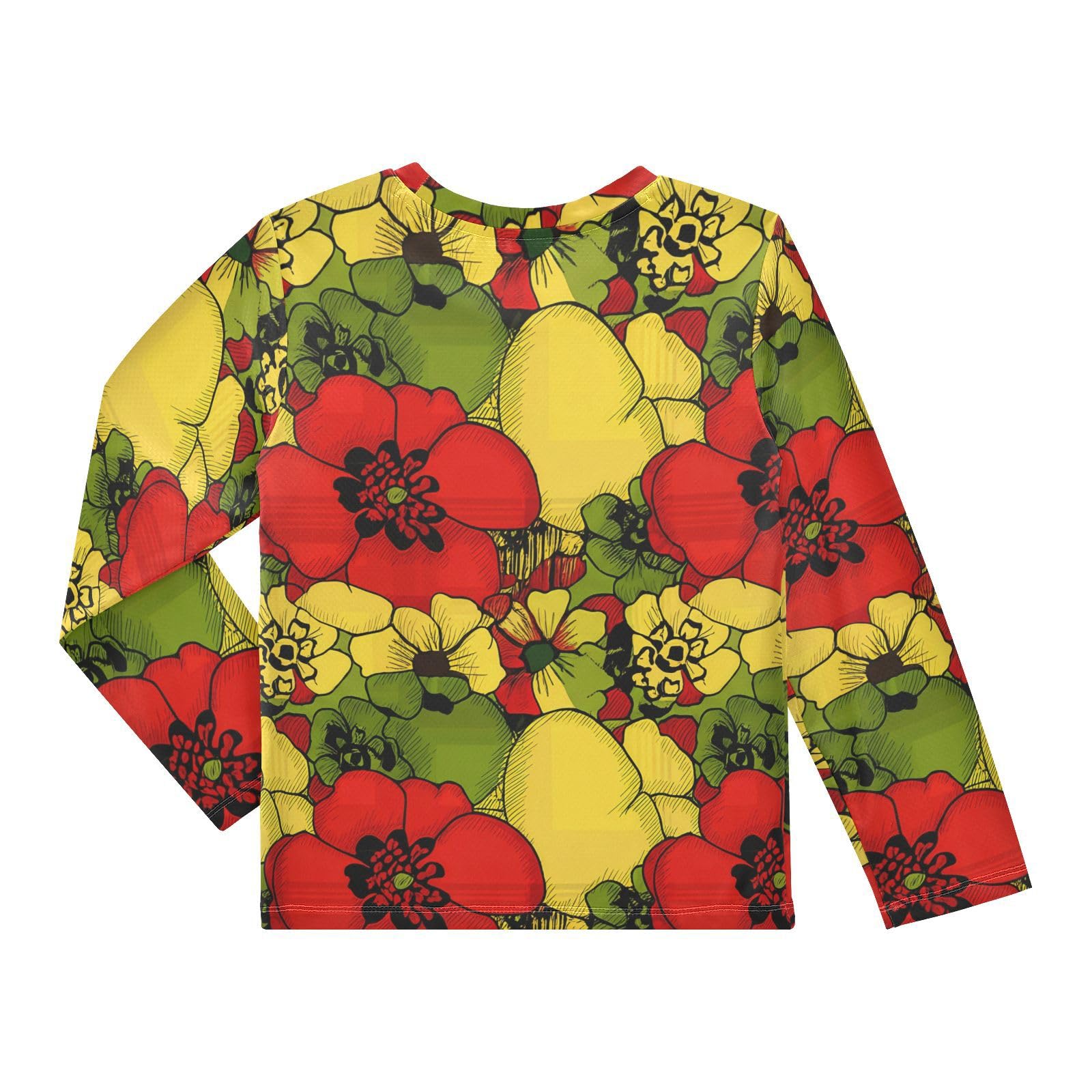 Poppy Marigold Flowers Rash Guard Shirt for Boys Sun Protection Shirt for Kids Toddlers UPF50+ 5-6T