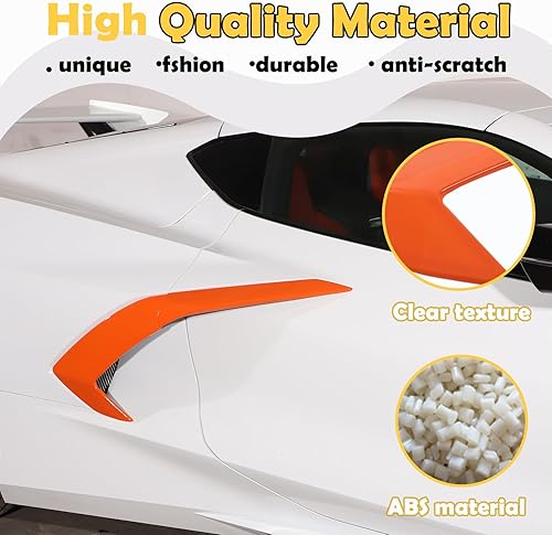 Vista 17 de CHEAYAR Cubierta exterior de salida de aire lateral compatible con Chevrolet Corvette C8 2020-2023, accesorios de ventilación lateral de la Rojo