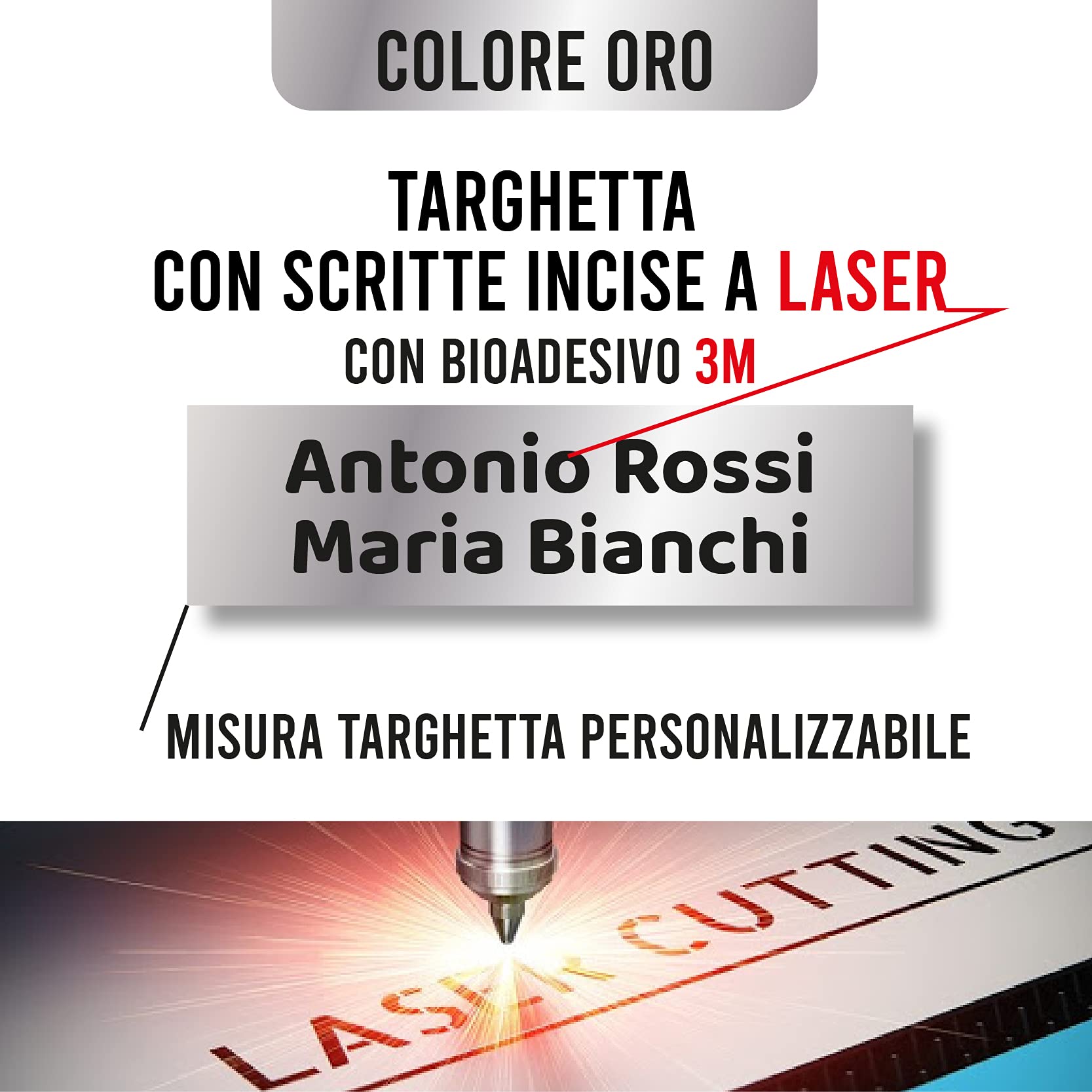 GFD - Targa Nome con misure personalizzate - Ideale per cassetta lettere, citofono e armadietti - Retroilluminata per citofoni e autoadesiva per altri usi - Made in Italy