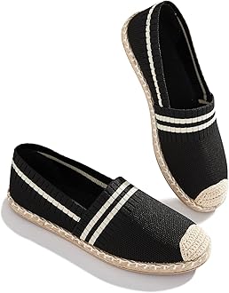 BABUDOGWomens Espadrilles Breathable Flats Shoes Mesh Slip on Loafers Soft White Flats