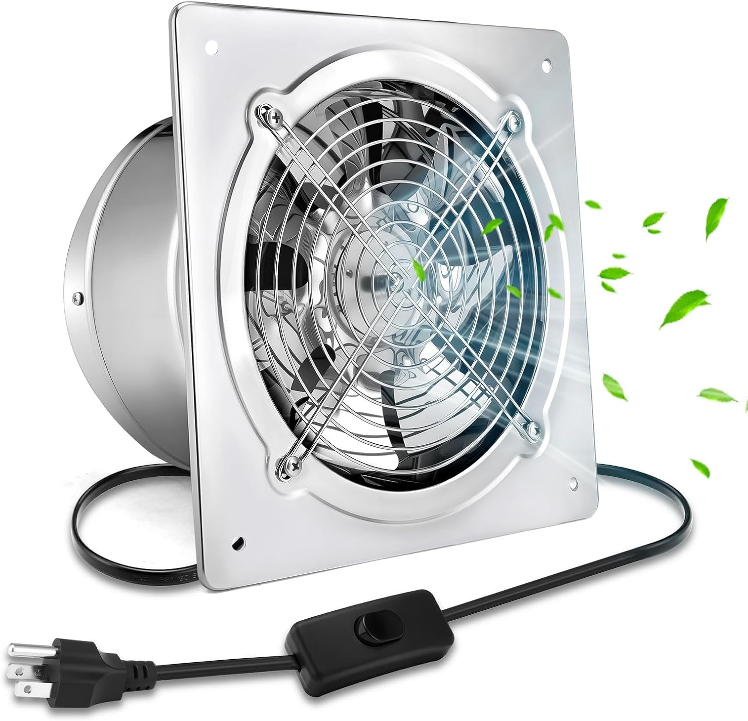 JOHAHTANG 8 Inch Exhaust Fan 576 CFM - Metal Wall Mount Vent Fan with Damper for Bathroom, Kitchen, Attic & Garage