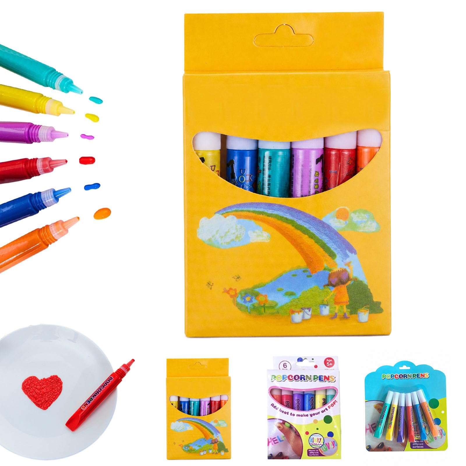 Diy Magic Popcorn Pens 3D Bubble Popcorn Drawing Pens for Kids，A-1PCS