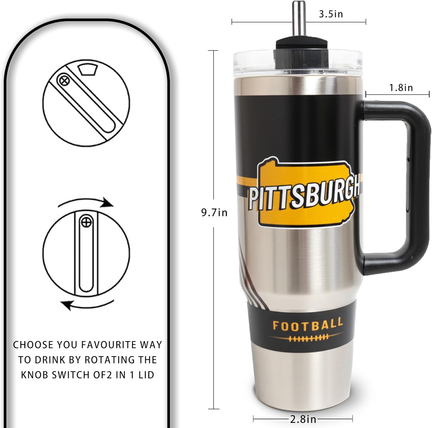 Tumblers 40oz Straight Skinny Car Cups Sports Travel Coffee Mug, Stainless Steel, Insulated,Classic Collection Gifts for Men Women Fans - Image 5