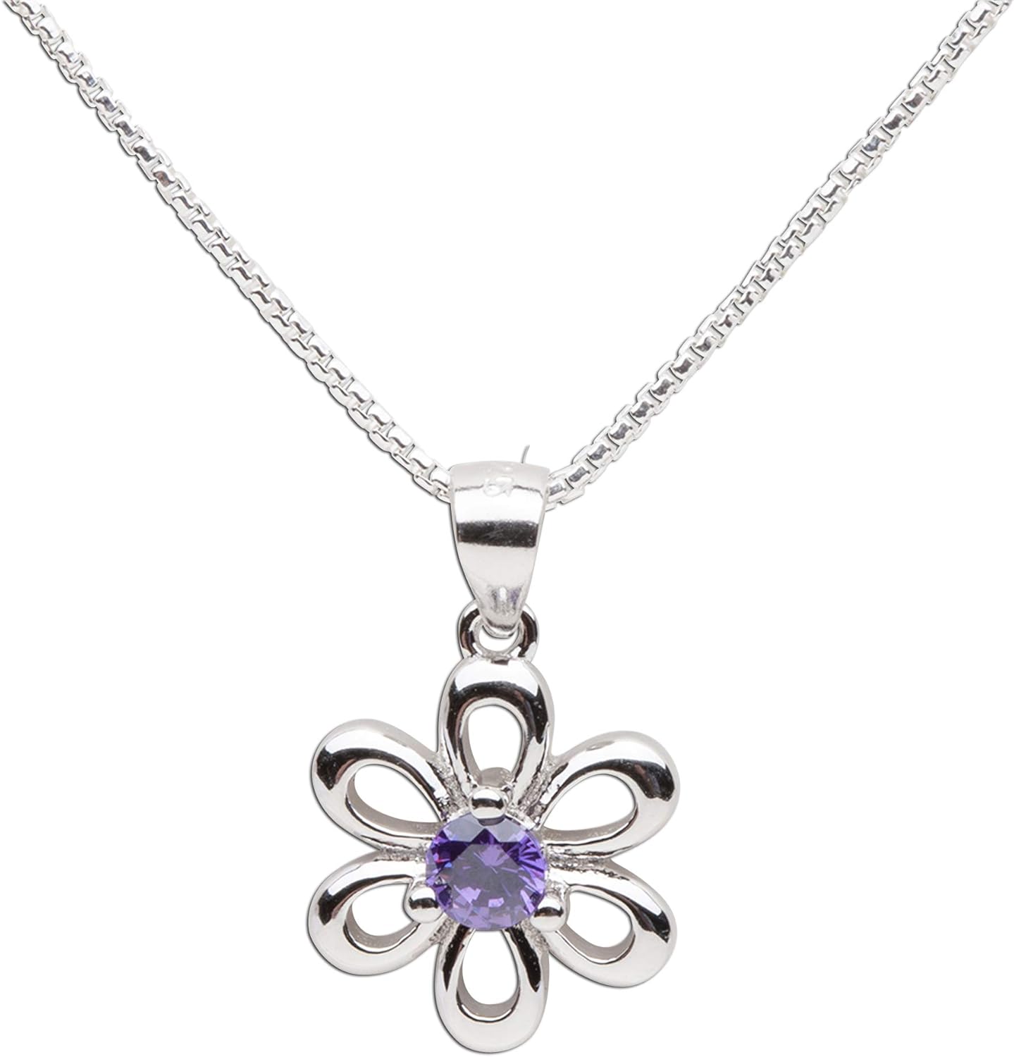 Cherished Moments .925 Sterling Silver Daisy Simulated Birthstone Necklace