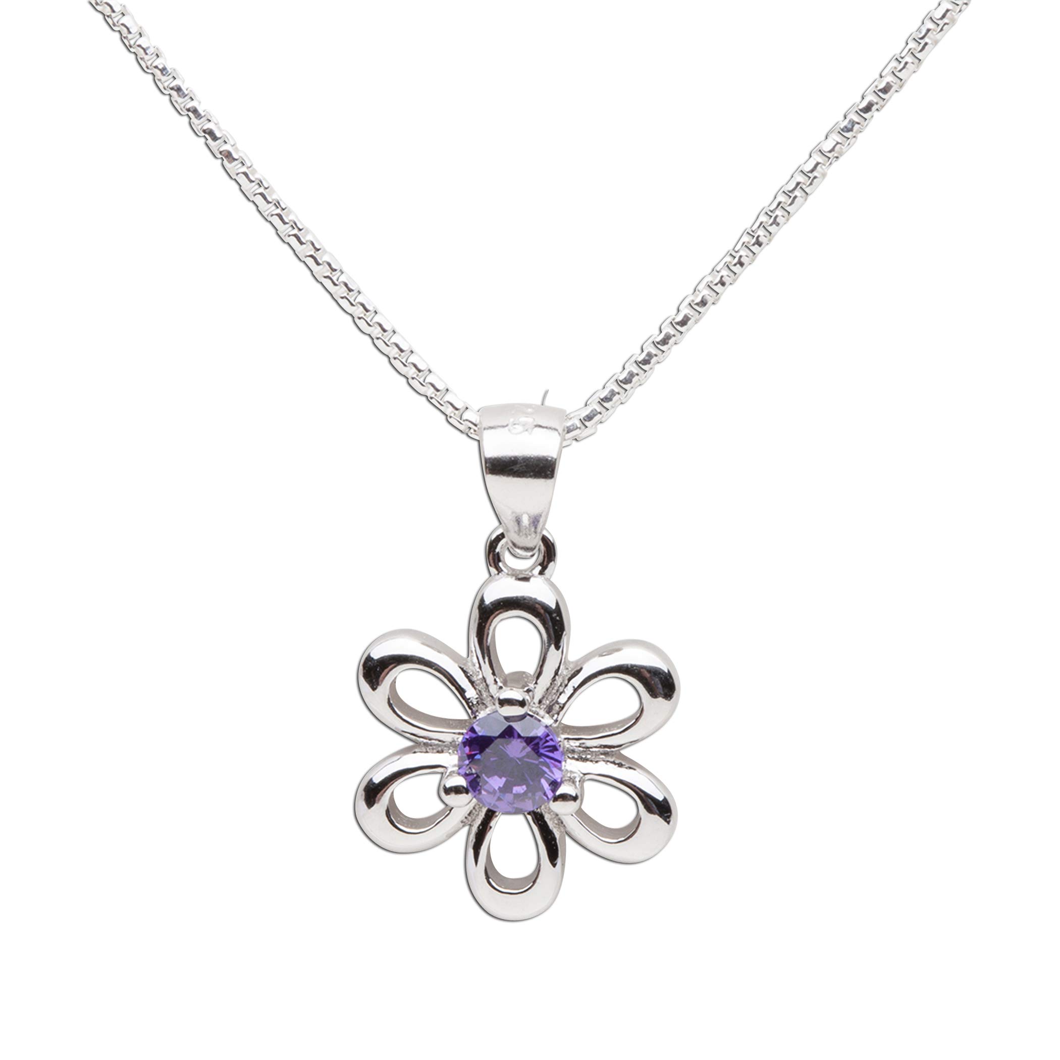 Cherished Moments .925 Sterling Silver Daisy Simulated Birthstone Necklace