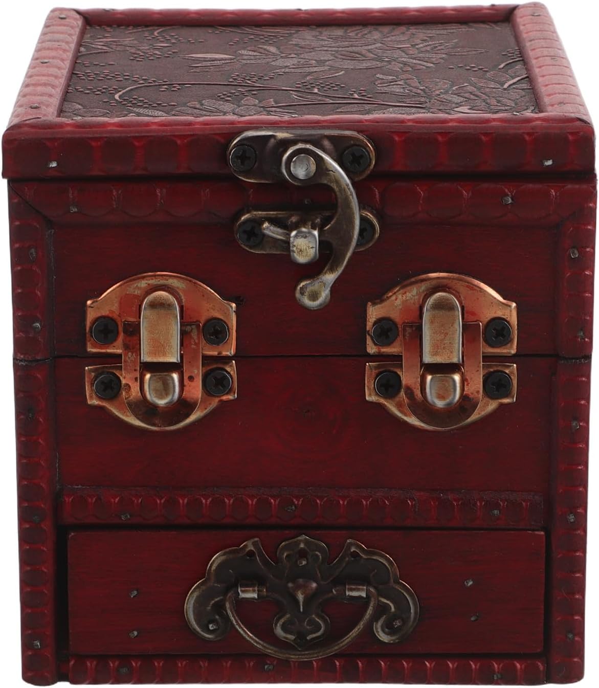 Mipcase Vintage Wooden Makeup Box with Mirror, Lock, Drawer, PU Finish