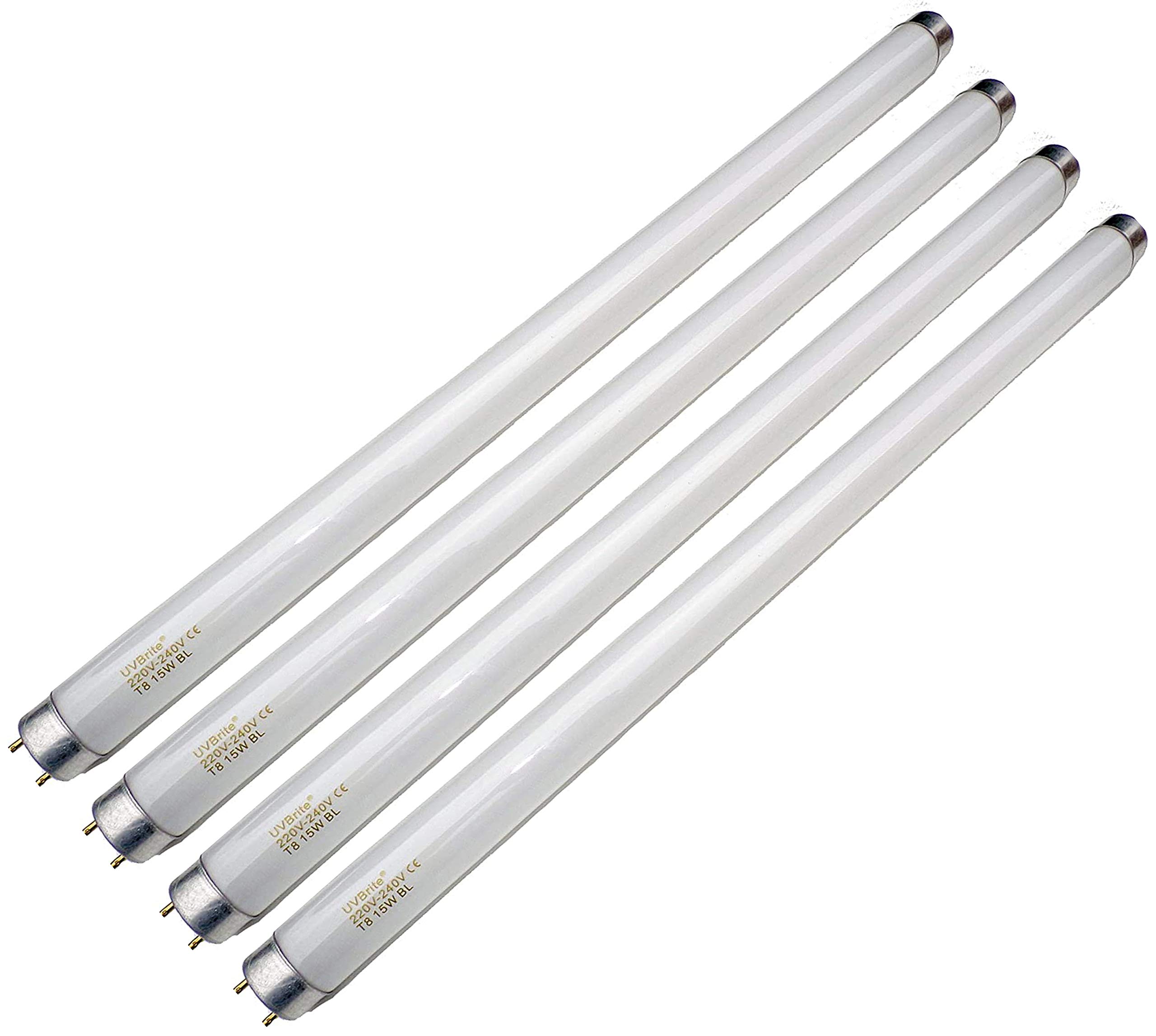 UVBrite 4-Pack T8 18W BL Fly Killer Replacement Bulbs | Upgraded 368nm 24in (600mm) 18 Watt UV Tubes for Insect Mosquito Bug Zapper