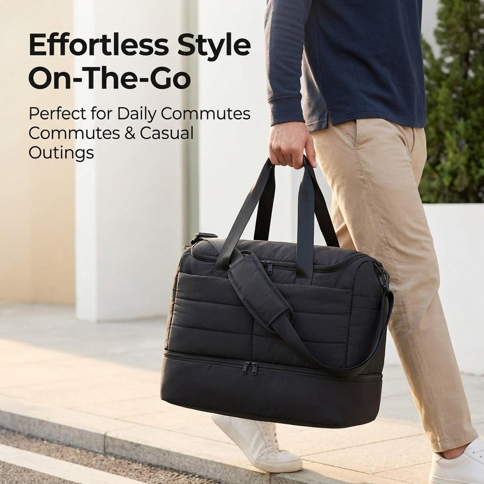 Borsa da Viaggio Donna Borsa Fitness Bag Multitasche Borsone Sportivo Scomparto Scarpe Ventilato Poliestere Impermeabile Adatta per Lavoro Palestra, Nero