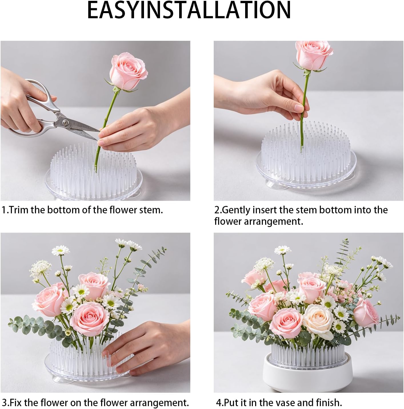 4 Pcs Clear Plastic Flower Frog, Flower Arrangement Holder