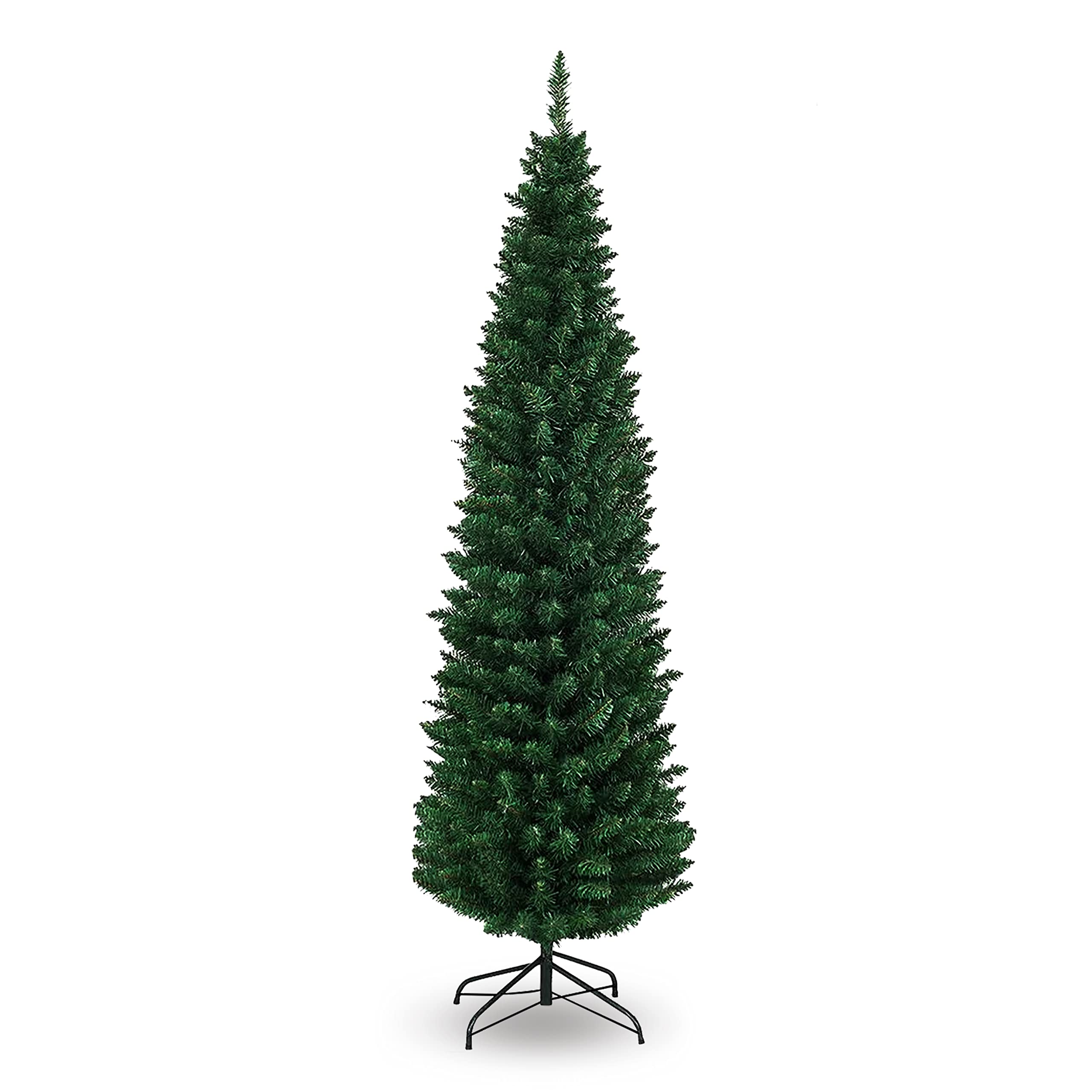 BLADO Artificial 5ft Pine Christmas Tree | Slim Green Tree with 420 Branch Tips | Easy to Assemble Xmas Tree with Metal Stand (Slim Green, 5ft/152cm)