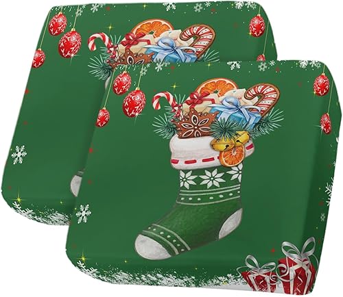 Miniatura 8 de Christmas Tree Couch Cushion Covers, Stretch Sofa Cover with Elastic Bottom, Green Blue Xmas Tree Winter Snowflake Sofa Slipcovers Protector