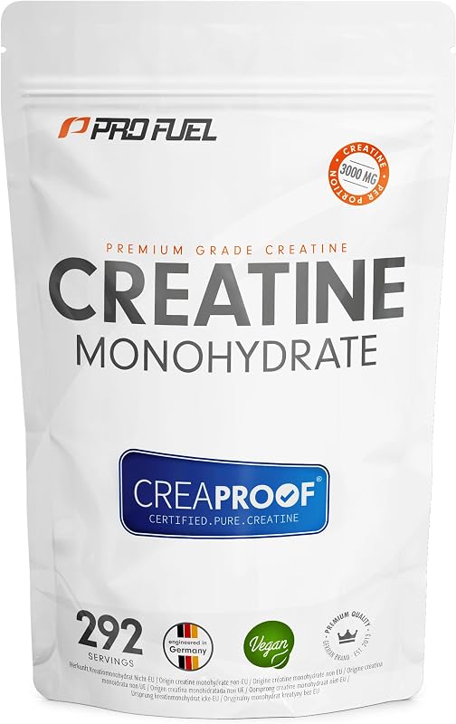 CREAPROOF® Creatin Monohydrat 1000g - Creatin mit erstklassiger Reinheit, durch unabhängige Laboranalysen bestätigt - Kreatin-Monohydrat mit 3 g Creatin pro Portion - 100% vegan - Vorrat für 292 Tage