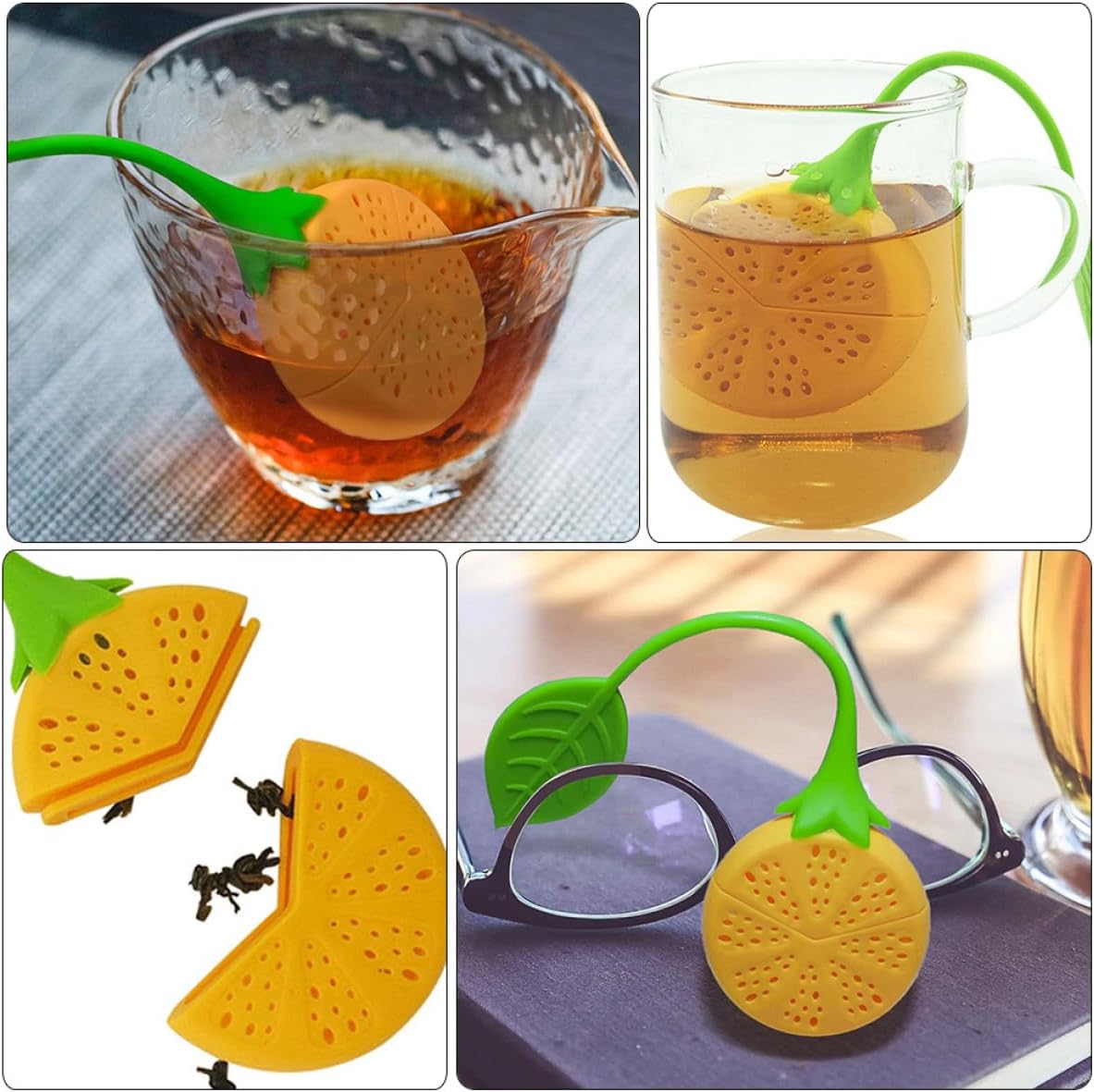 Silicone Tea Infuser Dense Hole Filter 4 Pack Lemon Shape for Loose Leaf image 3