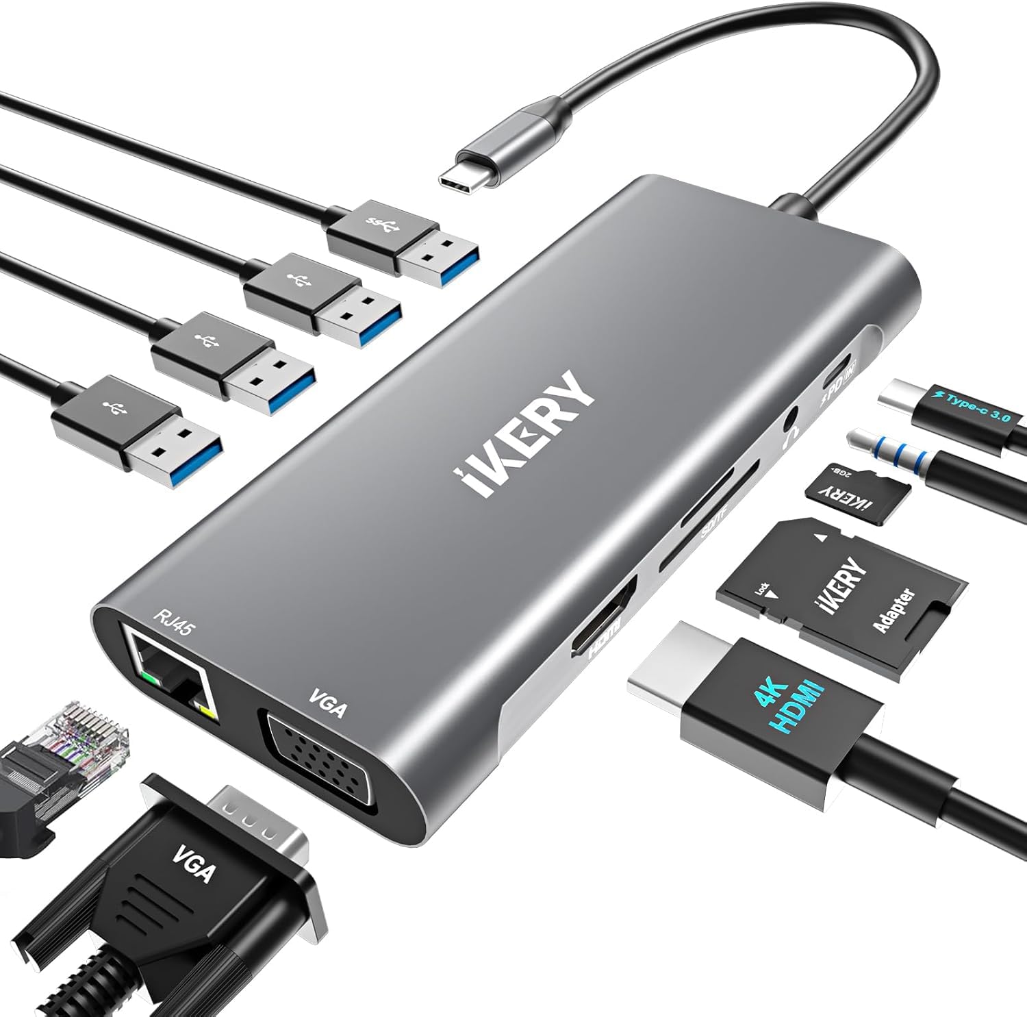 USB C ハブ 11-in-1 【33cmケーブル】Macbookハブ Amazon | USB C ハブ 11-in-1 【33cmケーブル】 MacBook Pro