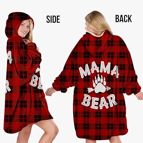 Miniatura 2 de Warmstorey Regalos para mamá, manta con capucha de mamá oso, manta de franela de gran tamaño con capucha para adultos, mujeres, mamá