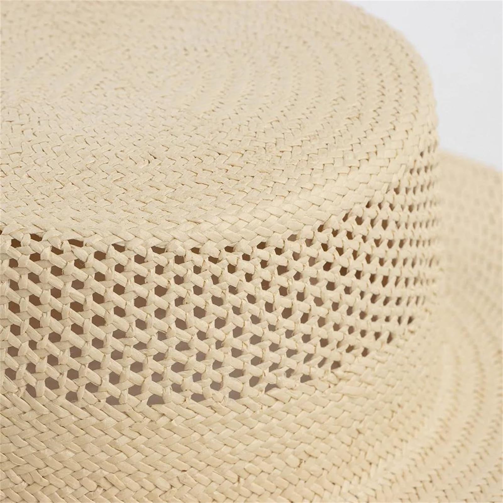 Sombreros de paja beige para mujer, sombrero de verano de ala ancha hueca de paja para el sol, para viajes, playa