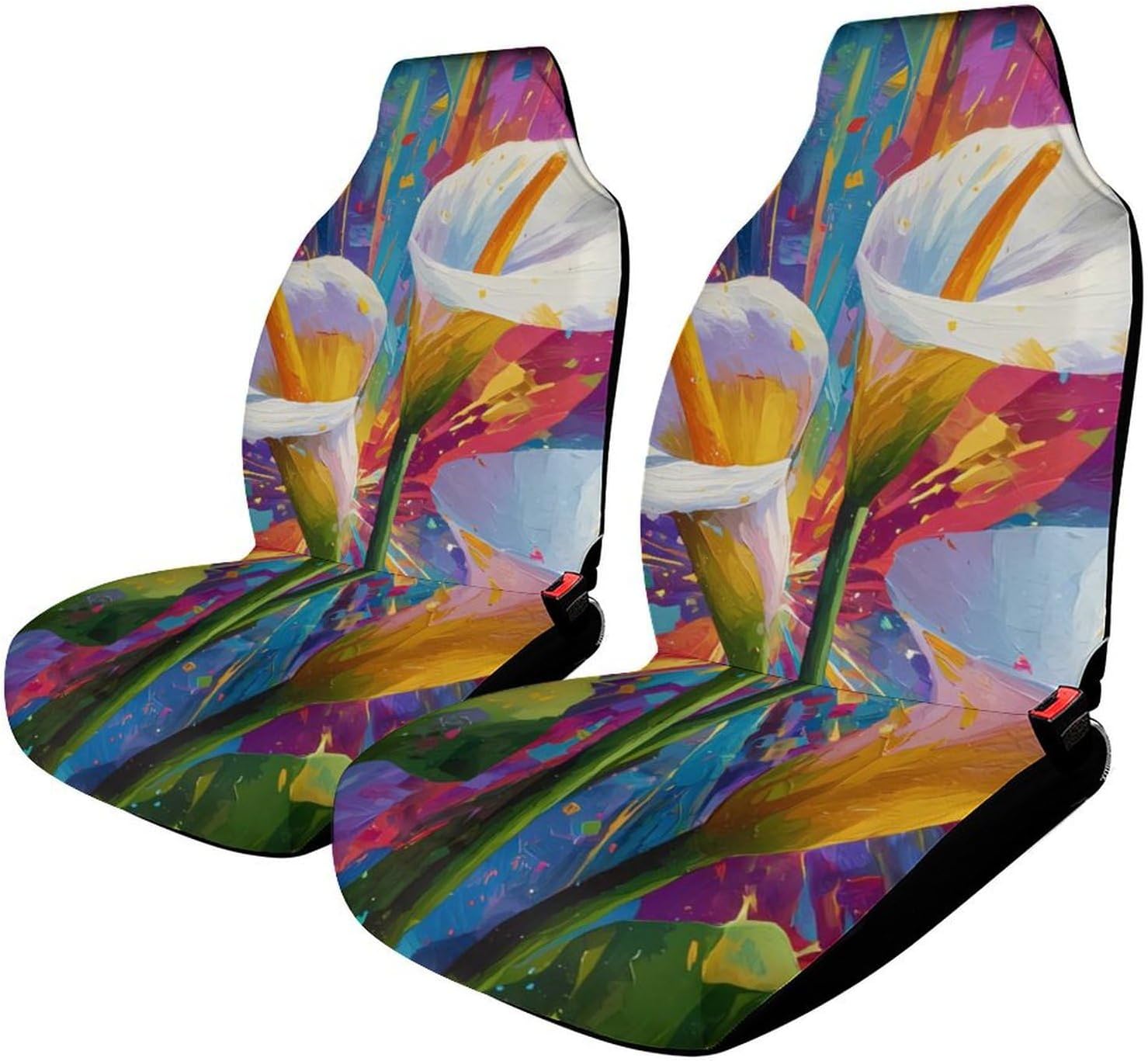 Calla Lilies Flower Splash Car Seat Protector Front Seats Universal Fit Automotive Accessories