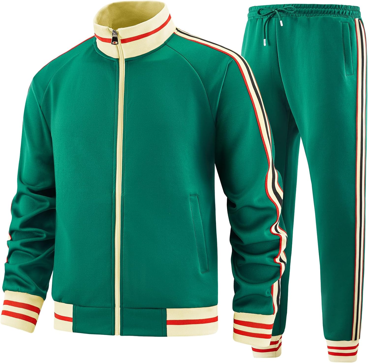 Men Track Suits Sets Long Sleeve Full-zip Sweatsuit Active Jackets and Pants 2 Piece Outfits - Image 2