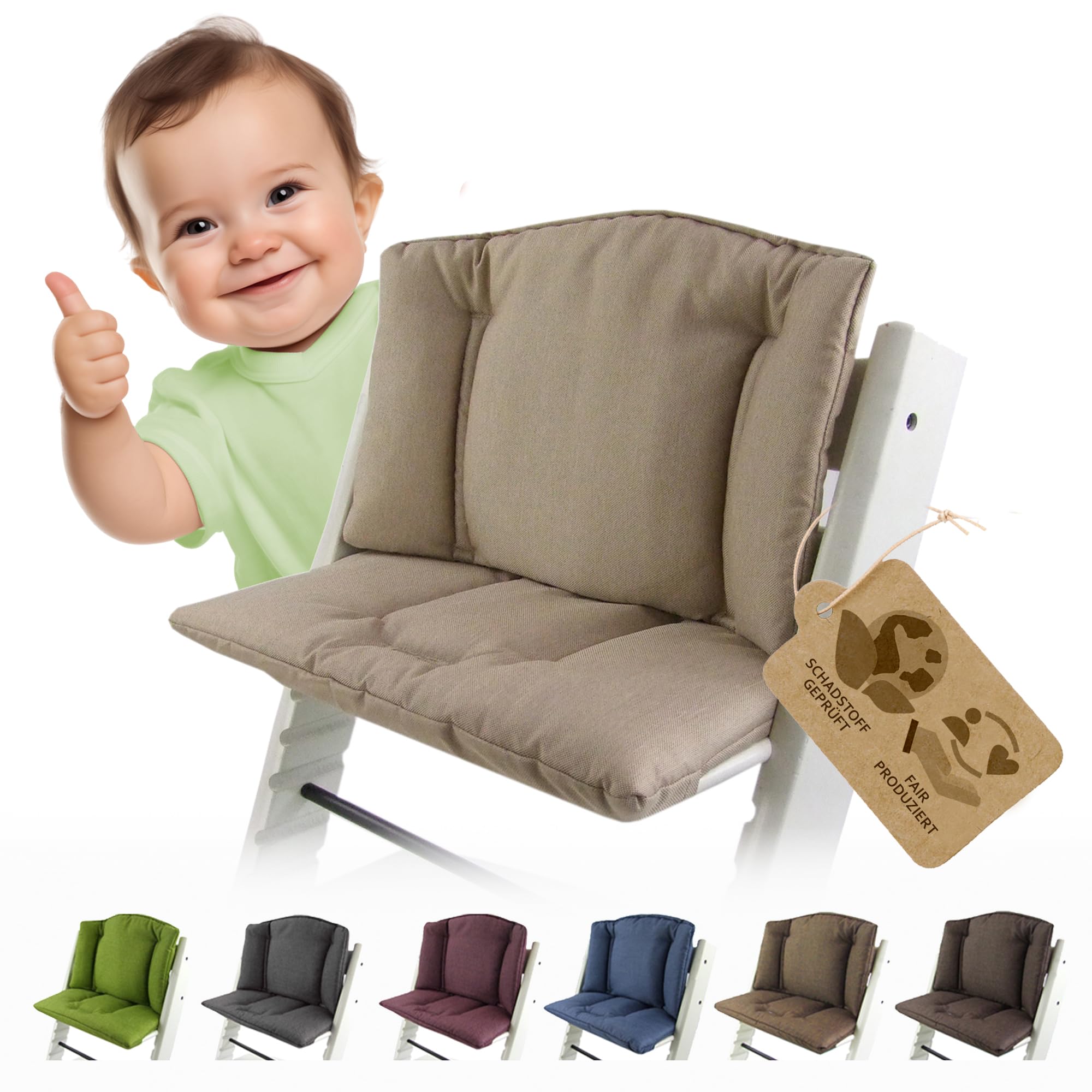 Zestaw poduszek do siedzenia, zestaw wymiennych poszewek na poduszki, pomniejszone siedzisko, kompatybilne ze Stokke Tripp Trapp na krzesełko dziecięce model 1 (melanżowo-beżowy)