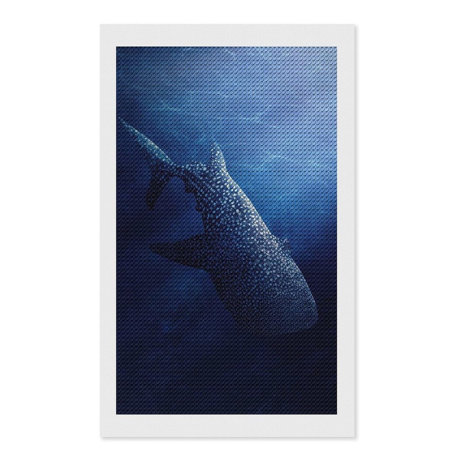 Junmoney Whale Shark Graceful Giant Diamond Painting Set 12"x20", Arts and Crafts, Wall Art Gift, Full Kit Included, Relaxing Handmade Project