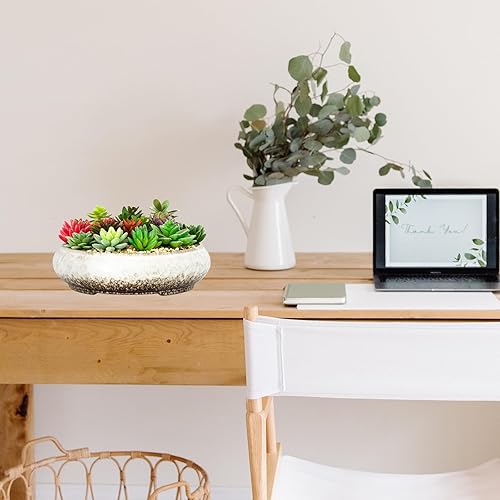 Miniatura 5 de Macetas para suculentas, macetas de cerámica para bonsái de 11.5 pulgadas con drenaje, macetas grandes y poco profundas para plantas de interior y