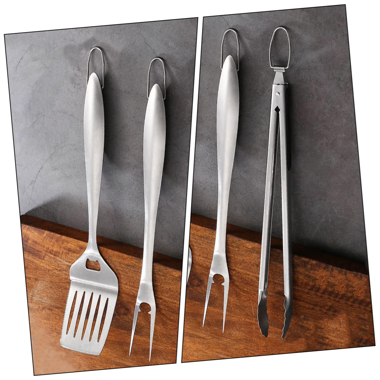 ibasenice Kit Outils pour Barbecue Extérieur Pince Fourchette Spatule Ustensiles De Barbecue Portables Fournitures pour Outils De