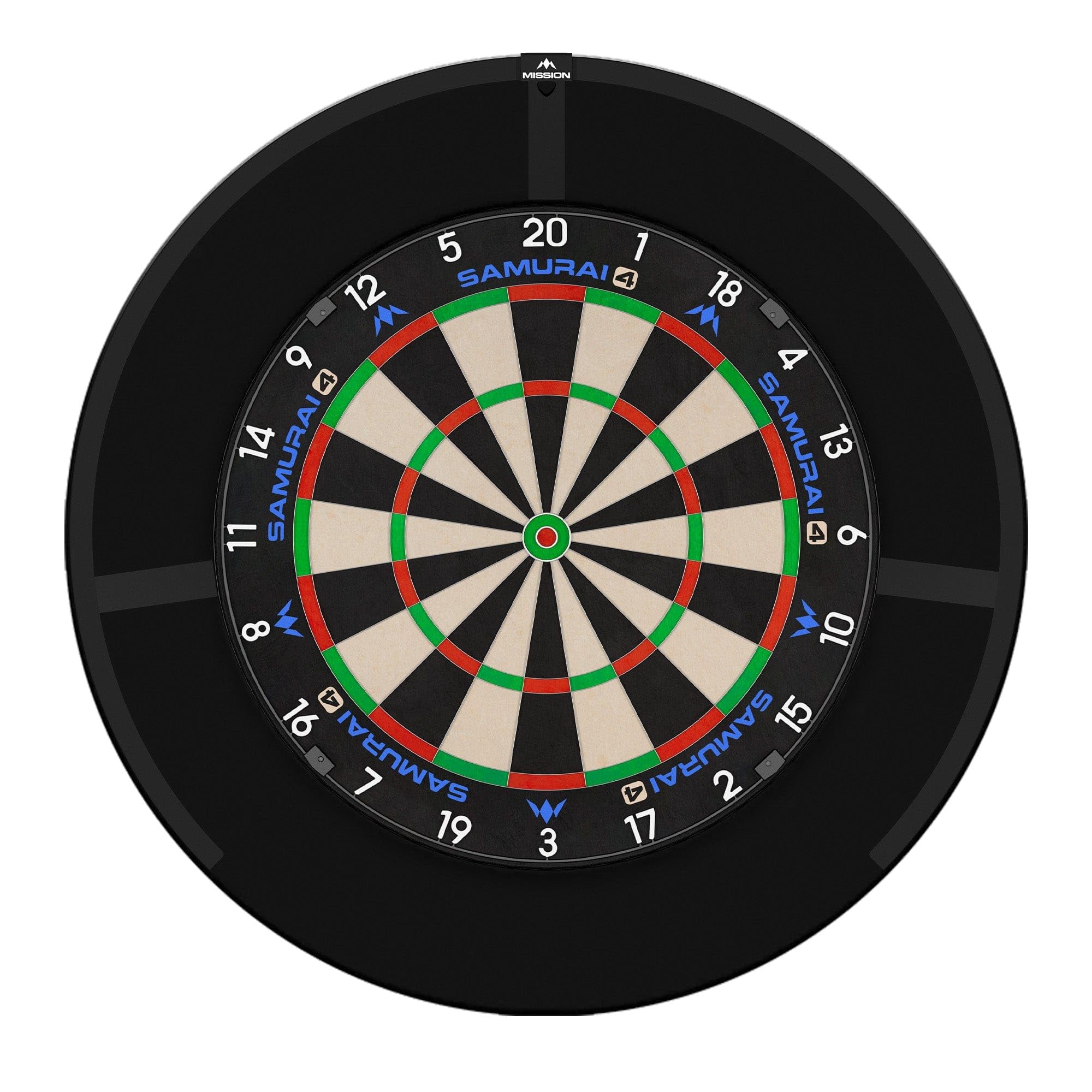 Mission Darts | Samurai 4 Dartboard Set | White Or Graphite Dartboard, Surround & Torus 270 LED Light (Graphite)