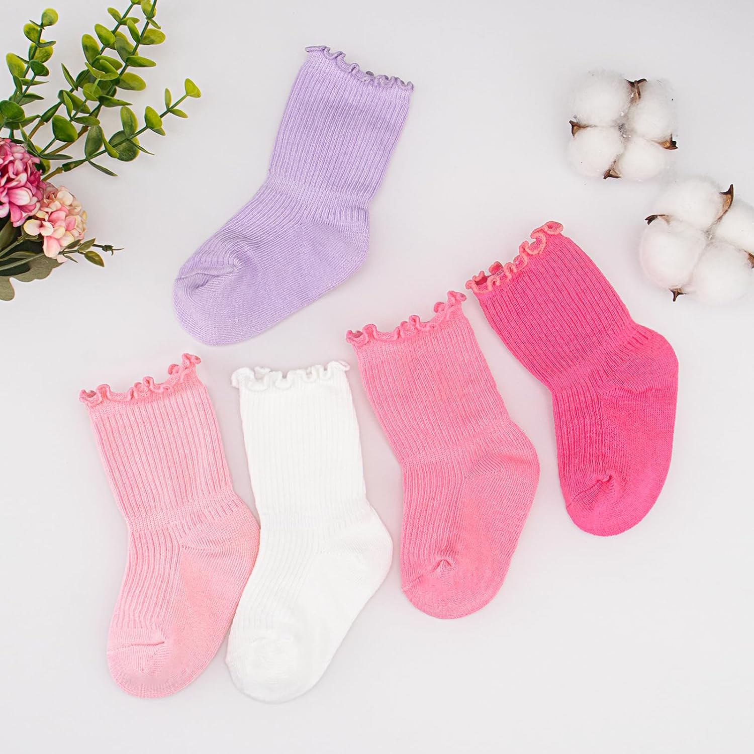 Meeshine Baby Girls Ruffle Socks Toddler Frilly Turn Cuff Ankle Summer Princess Dress Cotton Socks for Infant 0-5T