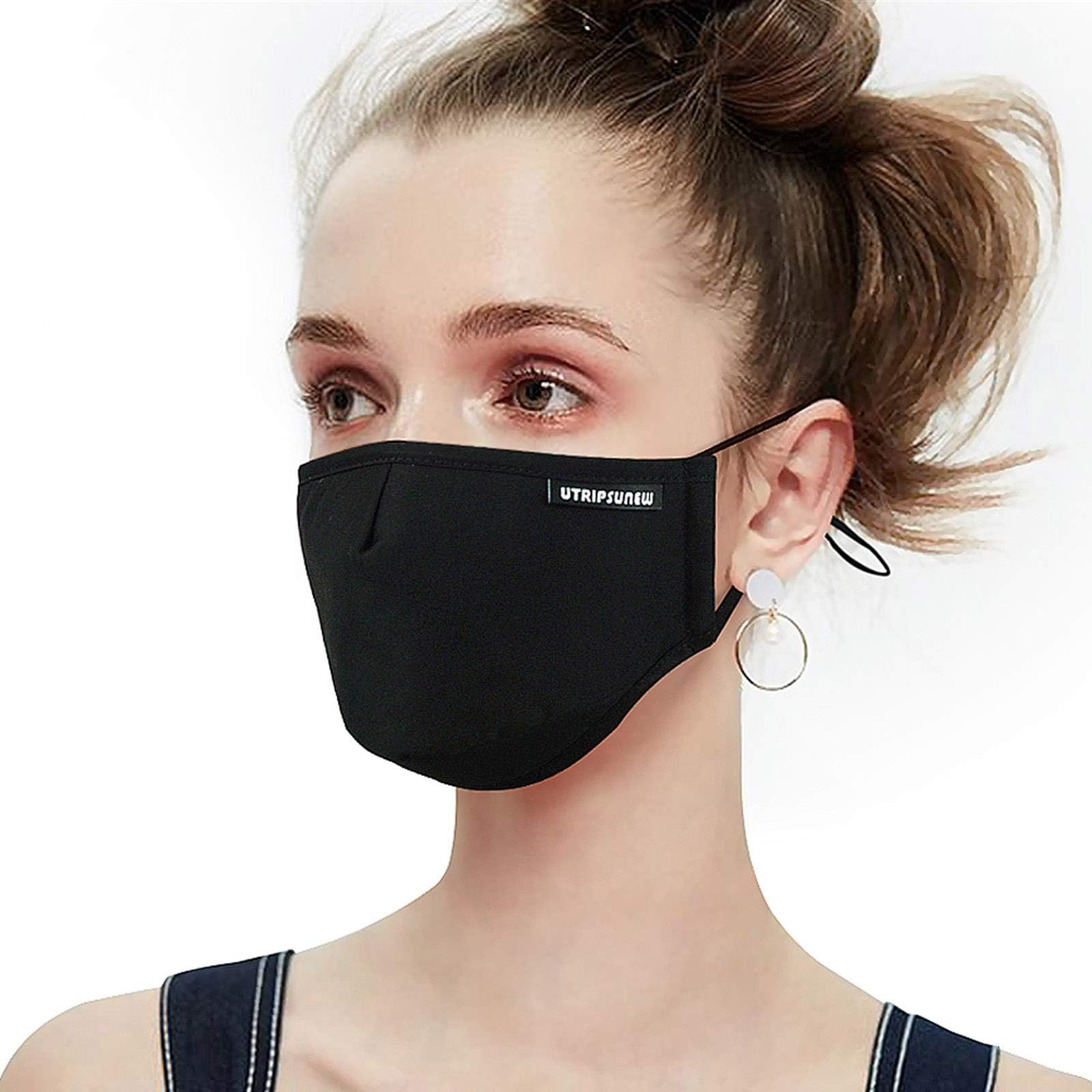 Face Masks for Women - Cotton Face Mask Washable Reusable Cloth Mask with 4 Filters Adjustable Ear Loops & Nose Wire