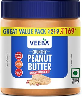 Veeba Peanut Butter Crunchy | High Protein | Naturally Gluten Free | Vegan | No Added Preservatives | Added Calcium, Iron, Price In India
